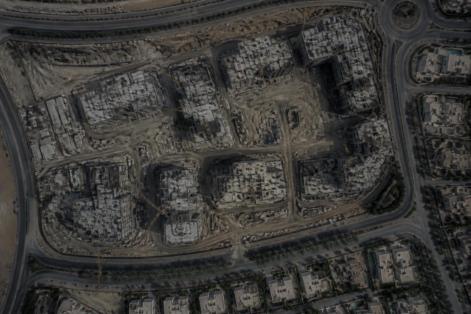 Conceptual earlier state of an aerial construction environment